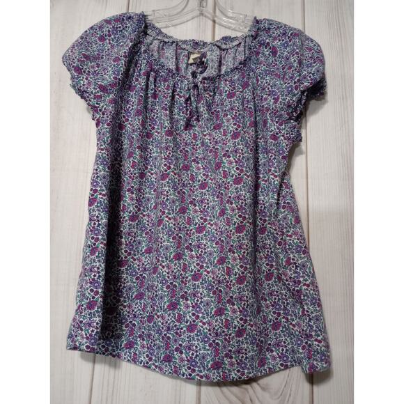 St Johns Bay Shirt Ladies Medium Petite‎ Purple Pixie Floral Peasant - Picture 1 of 6